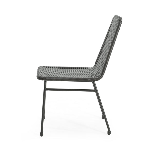 English Elm Christopher Knight Home® - DINING Rattan Dining Chairs Set of 2 with Sturdy Woven PE Rattan Seats and Iron Legs, Compact Design Dark Brown N779P201261D