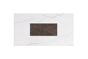 English Elm Square Grasten End Table 22" Square Marble Top Wood Base Tapered Legs Dark Walnut White Finish B2741P360172