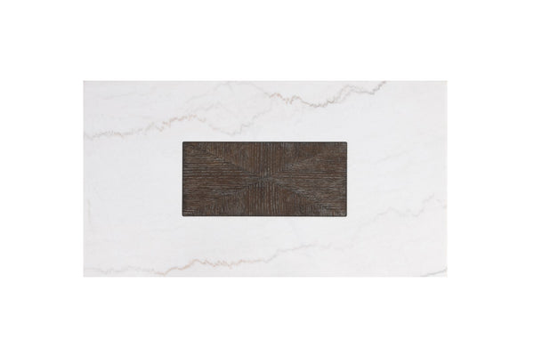 English Elm Square Grasten End Table 22" Square Marble Top Wood Base Tapered Legs Dark Walnut White Finish B2741P360172
