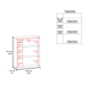 English Elm Yoder, Compact White Bathroom Cabinet with 4 Open Shelves & 1 Door, Scratch-Resistant Melamine Finish B128P375293