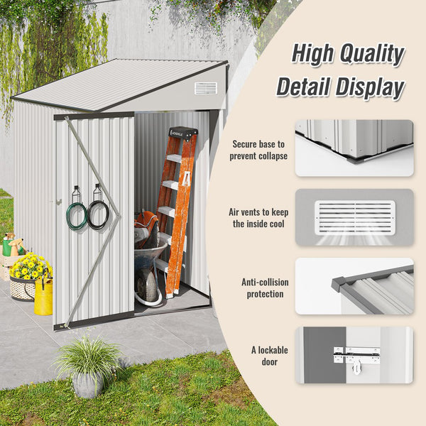 English Elm Campcraft Metal Storage Shed with Sloped Roof Ventilation and Weather Resistant Steel Panels White W1598S00047