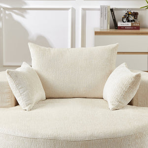 English Elm 55'l Chenille Round Sleeper Chair Fluffy Sculptural Seat for Living Room or Bedroom W834P401614