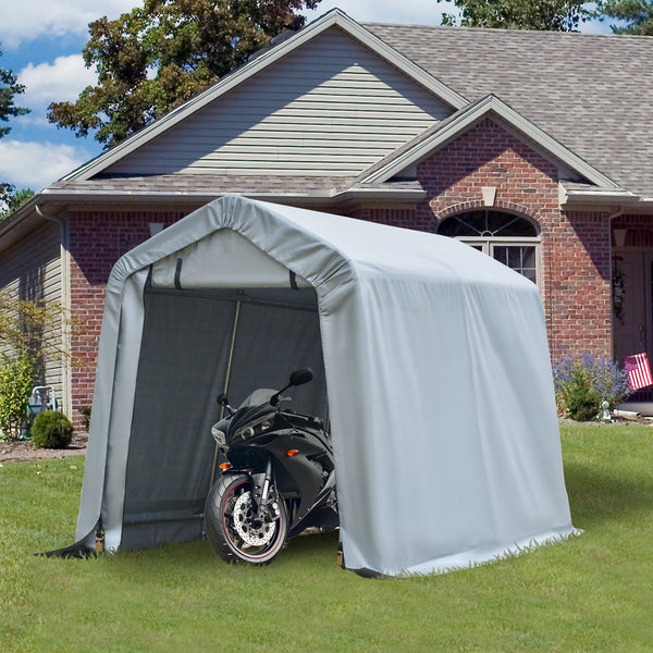 English Elm Outsunny Portable Galvanized Steel Carport with Uv Shield Pe Cover for Bikes and Tools W2225P200751