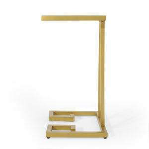 English Elm Christopher Knight Home® - END TABLE Gold C-Shape Modern Glam Iron Frame with Tempered Glass & Greek Accents, 18"W x 24.5"H 68988.00