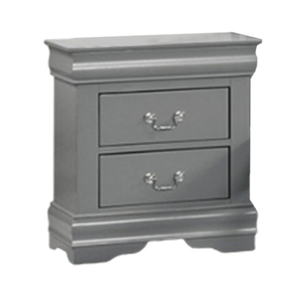 English Elm Ryla Solid Wood Two Drawer Nightstand with Dovetail Joinery and Bracket Feet in Matte Black Gray B056P416912