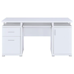 English Elm Rochelle White Desk with Adjustable Keyboard Tray, 2 Drawers & Cabinet — Stylish Organized Workspace B062P333428