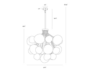 Sunpan DIONIS Chandelier - Stunning Round Artisanal Glass Design in Brushed Gold for Luxurious Spaces 112420