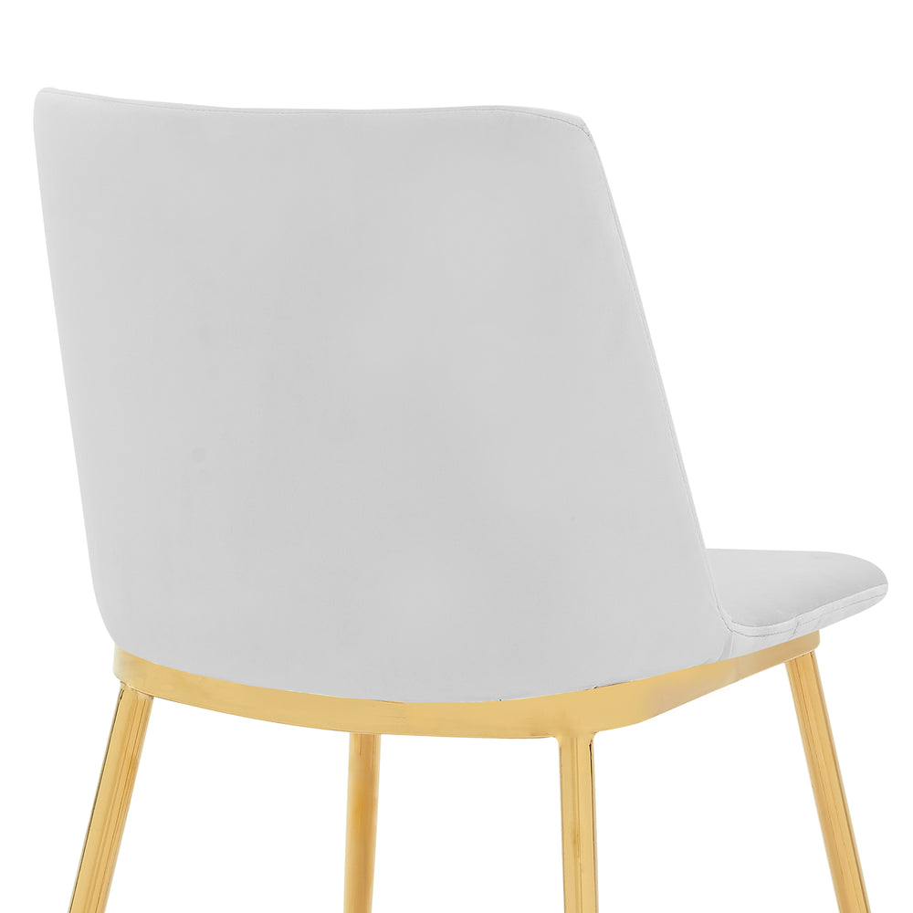 English Elm Opalyn White Velvet Dining Chairs Set of 2 — Luxurious Gold Legs, Modern Accent Seating for Home Decor B2736P354370