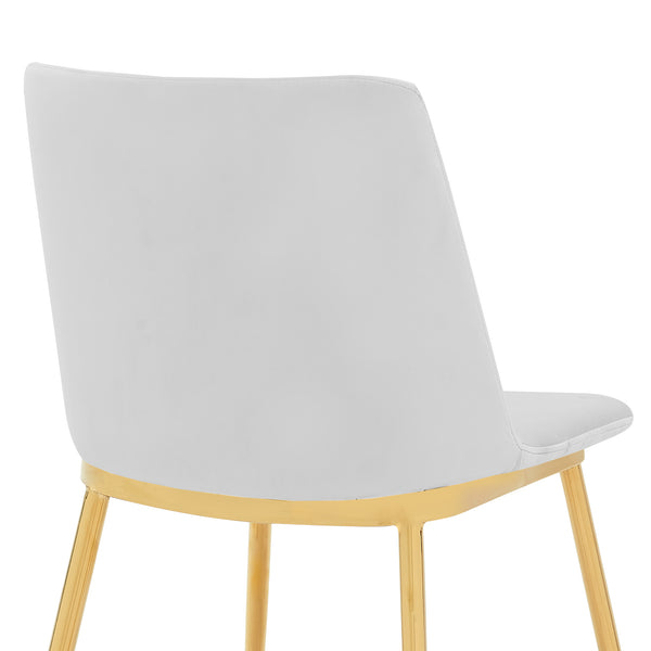 English Elm Opalyn White Velvet Dining Chairs Set of 2 — Luxurious Gold Legs, Modern Accent Seating for Home Decor B2736P354370