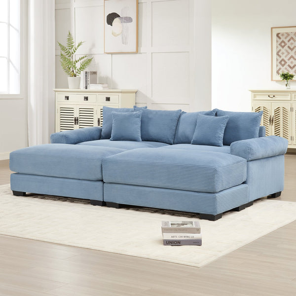 English Elm 82.6" Oversized Cloud Modular Sectional Couch - Soft Corduroy, Ergonomic Design & Customizable Comfort W714S01349