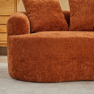 English Elm Curved Chenille Loveseat with Memory Foam Seating and Three Pillows for Compact Spaces Orange W2915P324470