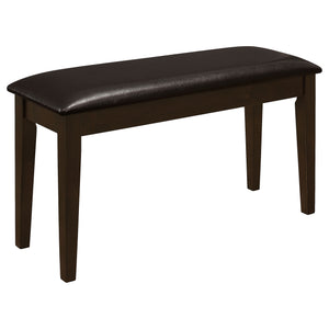 English Elm Arvin Cappuccino 5 Piece Dining Set with Bench, Tapered Legs, Faux Leather Seats, Modern Oak Finish B062P337752