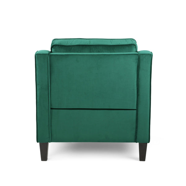 English Elm Christopher Knight Home® - Green Velvet Upholstered Club Chair with Tapered Legs, Tonal Piping & Luxe Polyester Velvet Comfort N758P268293G