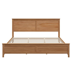 English Elm Modern Pine Wood Queen Platform Bed Slatted Headboard Tapered Legs Bedroom Frame BS701P414277S