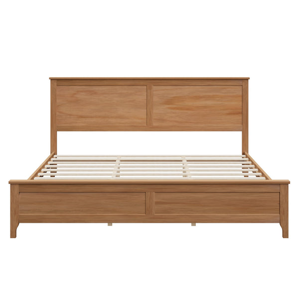 English Elm Modern Pine Wood Queen Platform Bed Slatted Headboard Tapered Legs Bedroom Frame BS701P414277S