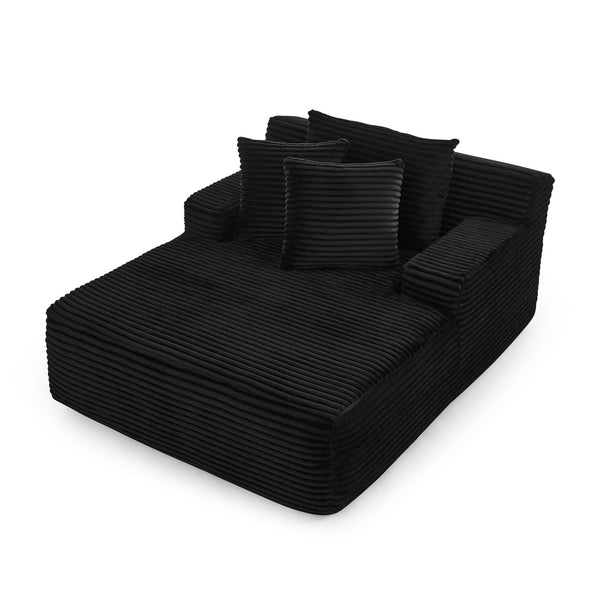 English Elm Single Frameless Velvet Lounge Chair Plush High Density Foam Accent Seat for Living Room Black W487P420020