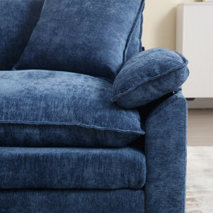 English Elm 44.5" Oversized Club Chair with Ottoman Chenille Upholstered Solid Wood Reading Seat Blue W3244S00006
