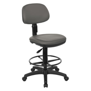 OSP Home Furnishings Sculptured Ergonomic Drafting Chair with Vinyl Upholstery for Studio and Lab Workspaces Dillon Steel DC517V-R112