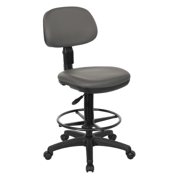 OSP Home Furnishings Sculptured Ergonomic Drafting Chair with Vinyl Upholstery for Studio and Lab Workspaces Dillon Steel DC517V-R112