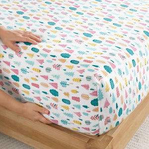 English Elm 4 Pcs Queen Cotton Flannel Sheet Set - Cozy White Holiday Trees For Seasonal Comfort & Style B035P319686