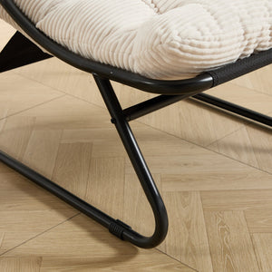 English Elm Patio Sling Lounge Chair with Ottoman Steel Frame Corduroy Cushion Indoor Outdoor W640P443484