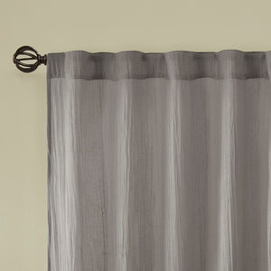 English Elm Solid Crushed Curtain Panel Pair - Elegant Sheer Window Treatments For Light Filtering & Style B03598148-GIGA