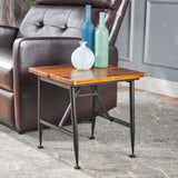 Christopher Knight Home® - Noble House - Eleanora Industrial Antique Finished Acacia Wood End Table with Black Iron Accents