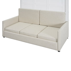 English Elm Full Size Murphy Wall Bed with Integrated Linen Sofa for Studio or Guest Room White LP000890AAK-1