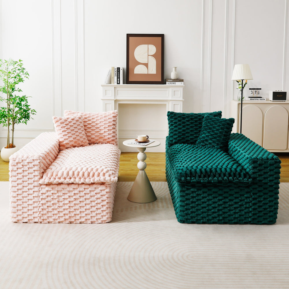 English Elm Luxury Color-Block Turtle Velvet Multifunctional Sofa - Cozy Modular Design For Stylish Living Spaces W3371S00054