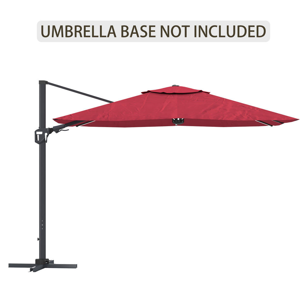English Elm 11Ft Square Cantilever Patio Umbrella In Vibrant Red With Led Light - Perfect For Outdoor Relaxation T3609P347436