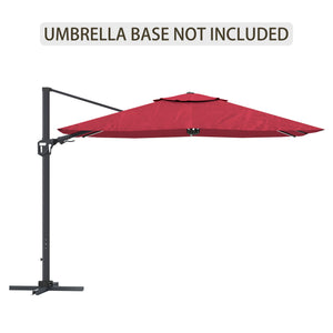 English Elm 11Ft Square Cantilever Patio Umbrella In Vibrant Red With Led Light - Perfect For Outdoor Relaxation T3609P347436