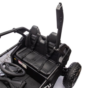 English Elm 24v Two Seater Kids Utv with Parental Remote Dual Motors Four Wheel Suspension Led Black W1578P198431