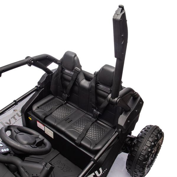 English Elm 24v Two Seater Kids Utv with Parental Remote Dual Motors Four Wheel Suspension Led Black W1578P198431