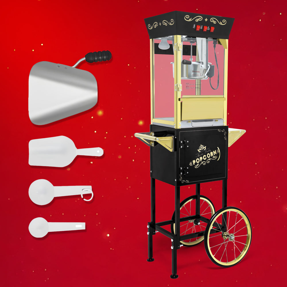 English Elm 12oz Vintage Fairground Popcorn Cart with Steel Kettle Heated Deck and Mobile Wheels W2841P272027