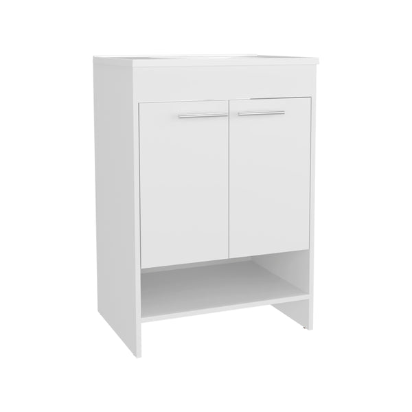 English Elm Bathroom Vanity Slim Sink Cabinet with Single Door, Engineered Wood, Space-Saving Modern Design White 37.4 L x 23.23 W x 12.6 H B097P350319