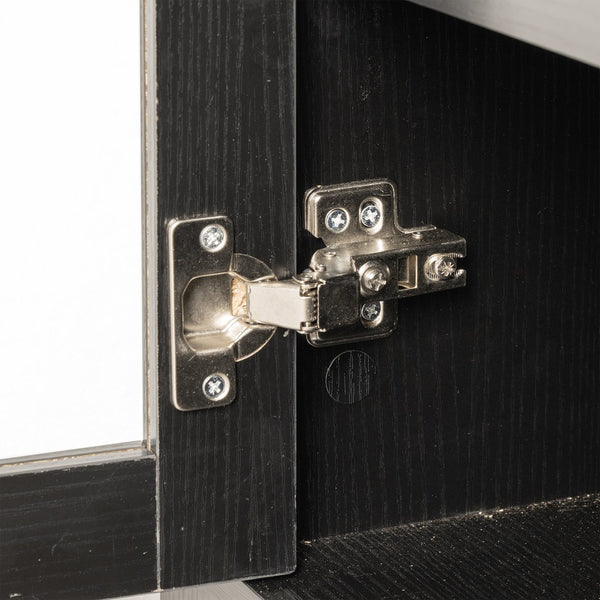 English Elm 71" Tall Arched Pantry Cabinet with Tempered Glass Door, Adjustable Shelves, Anti-Tip Kit & Metal Handles Black W2917P384730