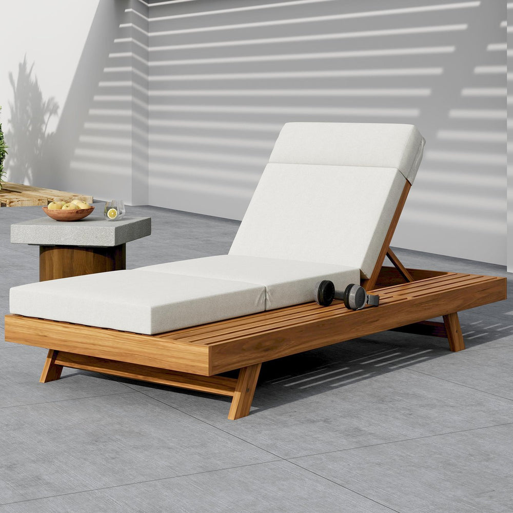 English Elm Christopher Knight Home® - Lounge Chaise Set With Adjustable Headrest - Elegant Acacia Wood & Water-Resistant Cushions For Comfort N770P253442T_N770P285267C