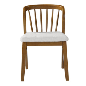 English Elm Mid-century Rubberwood Dining Chairs Windsor Spindle Back Upholstered Set of 2 N768P427477W