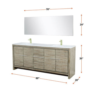 English Elm Rustic Acacia Double Bath Vanity With White Quartz Top, Brushed Nickel Faucet & Matching Mirror B2731S01691-GIGA