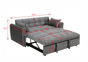English Elm 65-inch Velvet Convertible Futon Sofa Bed with Adjustable Back for Living Room Dark Gray W2564S00070