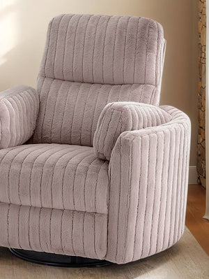 English Elm Taupe Power Glider Recliner with Swivel, 360° Rotation, Power Recline & Plush Pillow Fill Seat - Contemporary Accent Chair B2741P391176