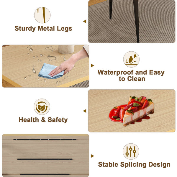 English Elm 63-inch Rustic Modern Dining Table with Engineered Wood Top, Iron Legs, Scratch-Resistant Finish, Seats 6-8 W2699P365917