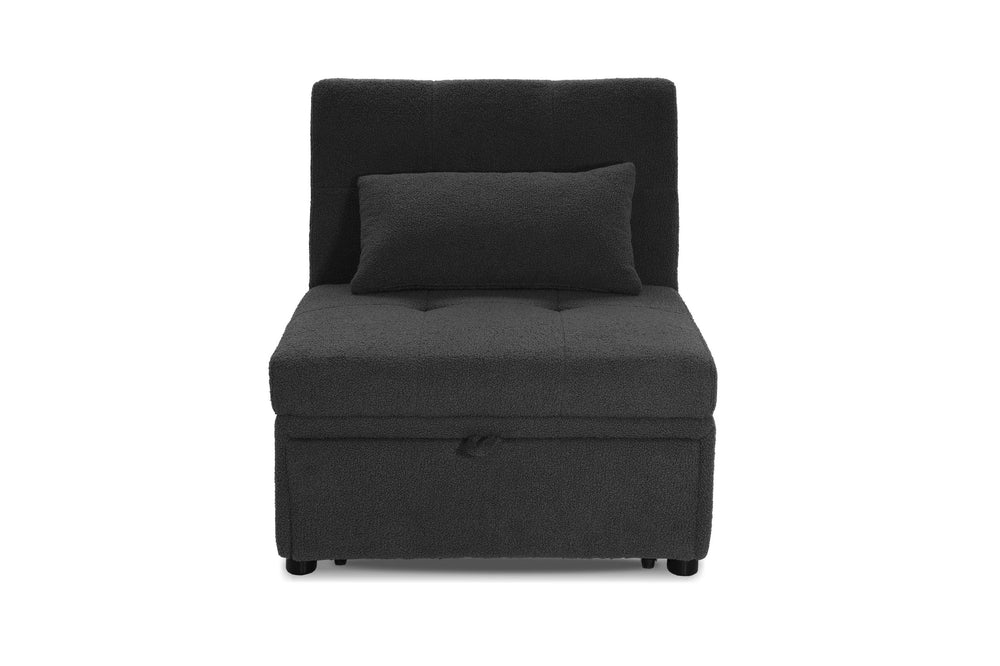 English Elm Contemporary Black Sherpa Sleeper Sofa Chair with Tufted Seat, Pull-Out Bed, Pillow Included, Armless B011P367881