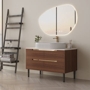 English Elm 36 Inch Floating or Freestanding Bathroom Vanity with Ceramic Sink and Soft Close Drawers W3136S00042