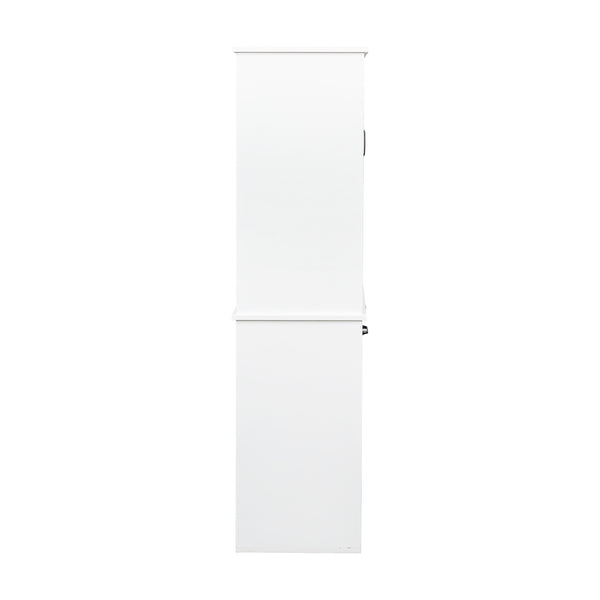 English Elm Laundry Cabinet with Tilt-Out Hampers, Adjustable Shelves, Freestanding White Storage Organizer W331S00168