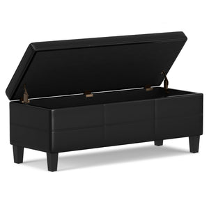 English Elm Afton Upholstered Storage Ottoman Bench in Midnight Faux Leather with Lift-Top Storage & Hinge Safety Black B136P159230