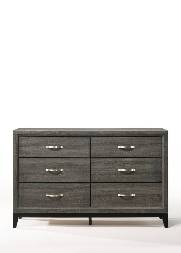 English Elm Valdemar Weathered Gray Finish Dresser with Six Smooth-Glide Dovetail Drawers and Nickel Handles Gray 60 L x 19 W x 35 H B2726P261861
