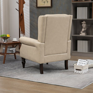 English Elm Wood Solid Frame Armchair Modern Accent Lounge Chair with Padded Foam Seat and Sturdy Rubberwood Legs Camel W395109981