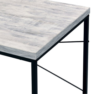 English Elm Bob Industrial Antique White & Black Writing Desk with Faux Concrete Veneer Top, Metal Sled Base, 36mm B2726P282413