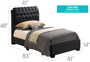 English Elm Stylish Tufted Headboard Queen Bed with Adjustable Height, Sturdy Slats & One-Box Easy Delivery Black 27 L x 44 W x 12 H B078112175